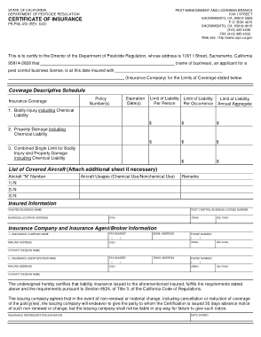 Sample Certificate of Insurance Template