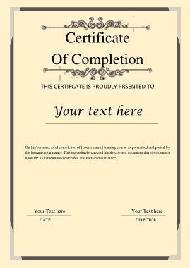 Certificate of Completion Sample Template