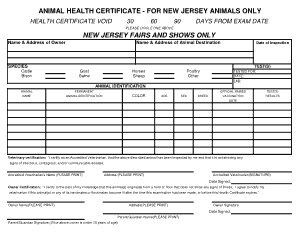 Animal Helath Certificate Template