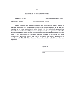 Certificate of Owners Attorney Template