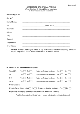 Certificate of Physical Fitness Template
