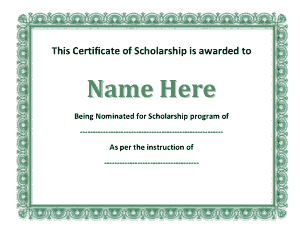 Certificate of Scholarship Template