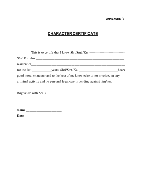 Character Certificate Template