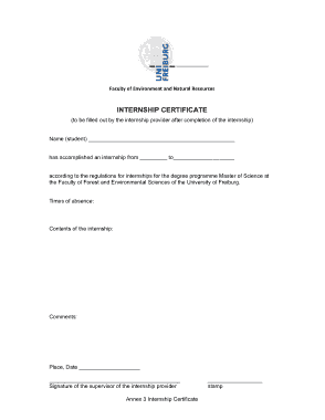 Environment and Natural Resources Internship Certificate Template