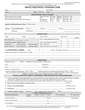 Health Appraisal Certificate Form Template
