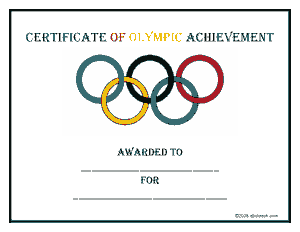 Olympic Achievement Certificate Template