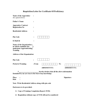 Requisition Letter for Certificate of Proficiency Template
