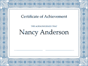 Sample Certificate of Achievement Template
