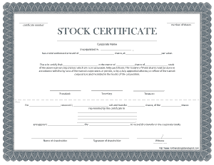 Stock Certificate Template