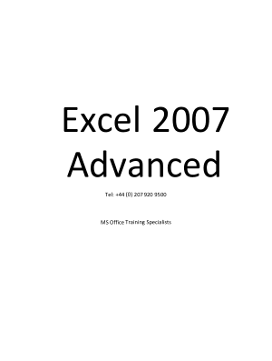 Excel 2007 Advanced
