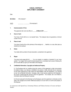 Casual Employment Contract Agreement Template