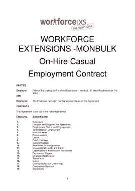 On Hired Casual Employment Contract Agreement Template