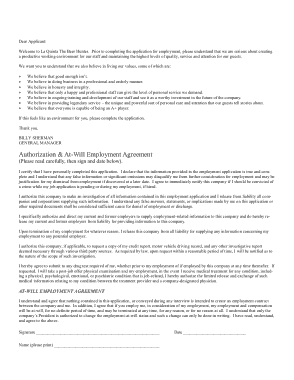 AT-Will Employment Agreement Sample Template