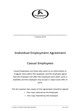 Casual Individual Employment Agreement Template