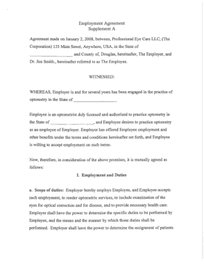 Free Download PDF Books, Employment Agreement Supplement Template