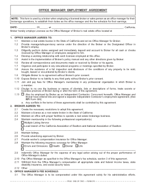 Office Manager Employment Agreement Template