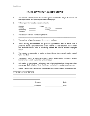 Sample Employment Agreements Template