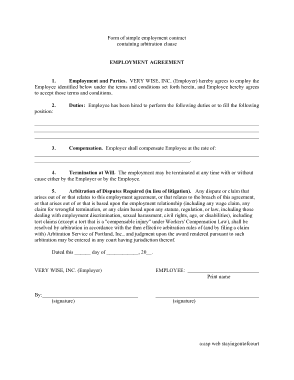 Standard Employment Agreement Form Template
