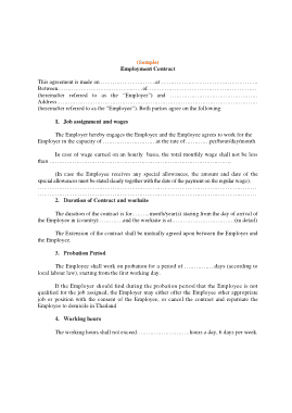 Employment Contract Agreement Template
