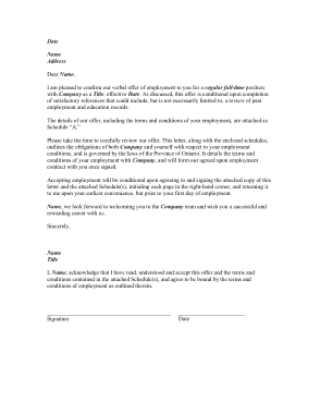 Offer Letter and Employment Agreement Contract Template