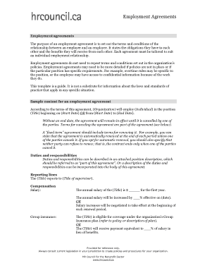 Sample Employment Agreement Contract Template