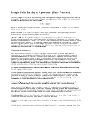 Sample Sales Employment Agreement Contract Template