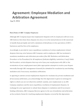 Employee Mediation and Arbitration Agreement Template