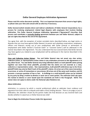 General Employee Arbitration Agreement Template