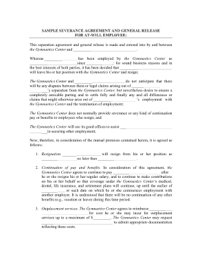 At Will Employment Severance Agreement Sample Template