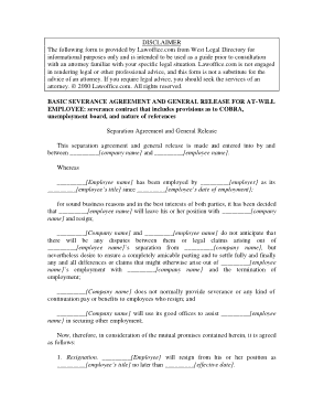 Free Download PDF Books, Basic Employment Separation Agreement Template