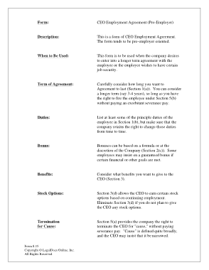 Printable CEO Employment Agreement Pro Employer Template