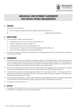 Casual Work Employment Agreement Template