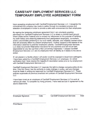 Temporary Employment Services Agreement Template