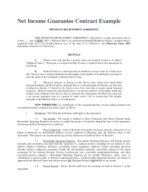 Physician Net Income Guarantee Contract Example Agreement Template