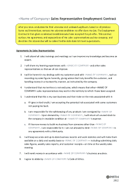 Contract Sales Employment Agreement Template