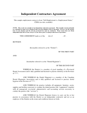 Free Download PDF Books, Independent Self Employment Contract Agreement Template