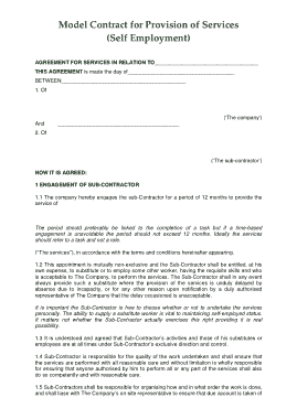 Model Contract Self Employment Service Agreement Template