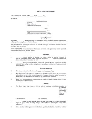 Free Download PDF Books, Basic Sales Agency Agreement Template