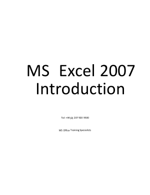 Ms Excel 2007 Introduction