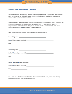Business Plan Confidentiality Agreement Template