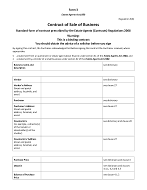 Contract of Sale of Business Agreement Template