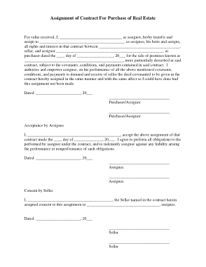 Assignment of Contract for Purchase of Real Estate Agreement Template