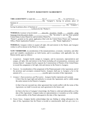 Patent Assignment Agreement Template