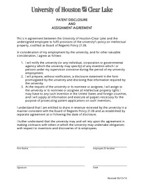 Patent Disclosure and Assignment Agreement Template