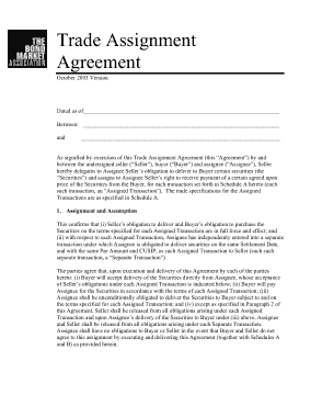 Sample Trade Assignment Agreement Template