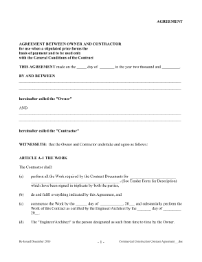Commercial Construction Contract Agreement Template