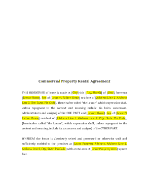 Commercial Property Rental Agreement Template