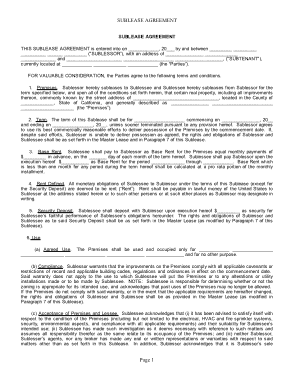 Commercial Sublease Rental Agreement Template