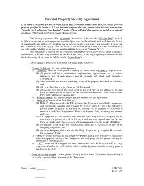 Personal Property Commercial Security Agreement Template