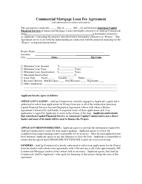 Commercial Mortgage Loan Fee Agreement Template